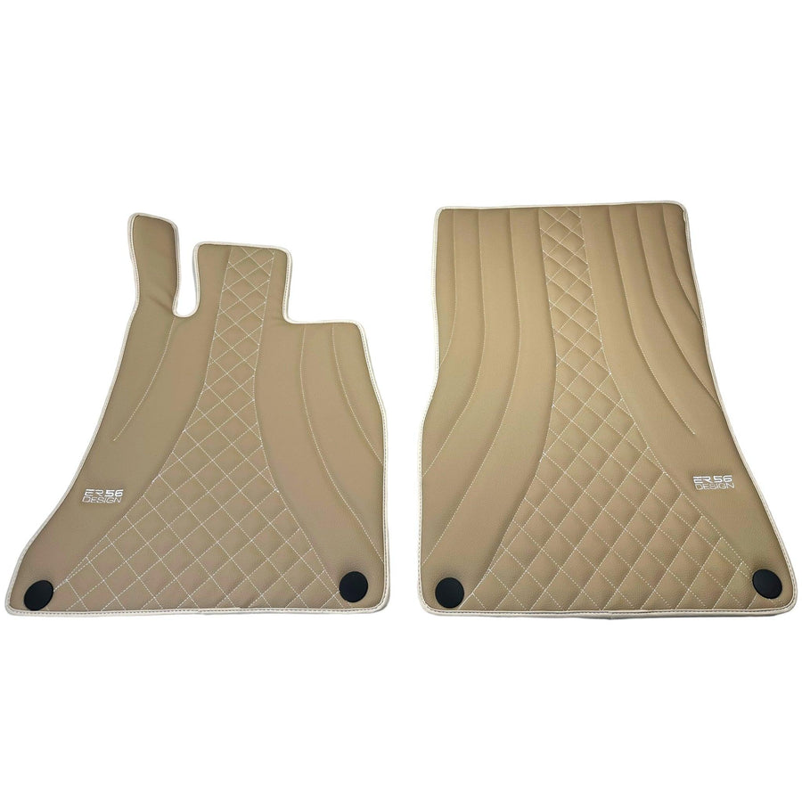 Beige Leather Floor Mats For Mercedes Benz E-Class W213 Sedan (2016-2020) Hybrid | ER56 Design - AutoWin