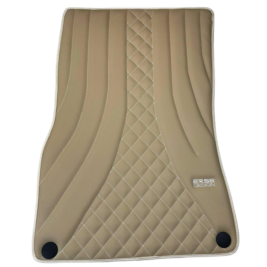 Beige Leather Floor Mats For Mercedes Benz E-Class W213 Sedan (2016-2020) Hybrid | ER56 Design - AutoWin