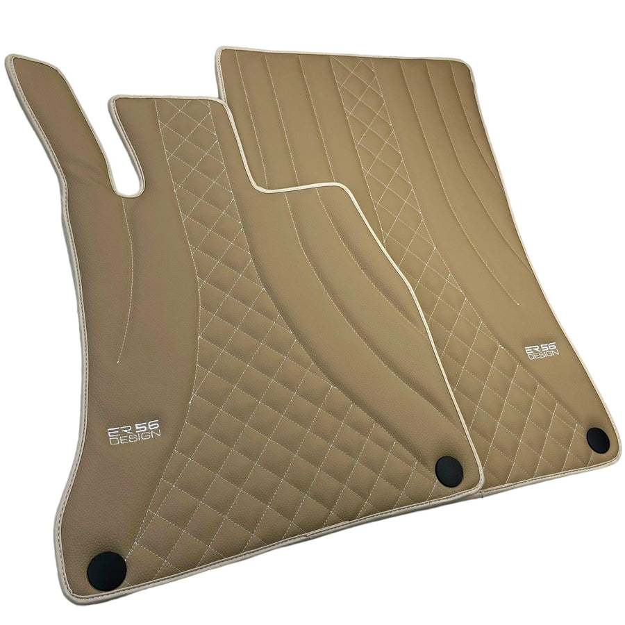 Beige Leather Floor Mats For Mercedes Benz EQE-Class V295 (2022-2023) | ER56 Design - AutoWin