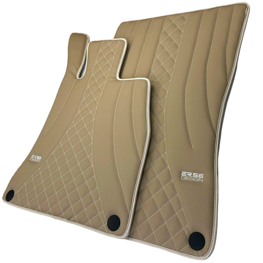 Beige Leather Floor Mats For Mercedes Benz EQE-Class V295 (2022-2023) | ER56 Design - AutoWin