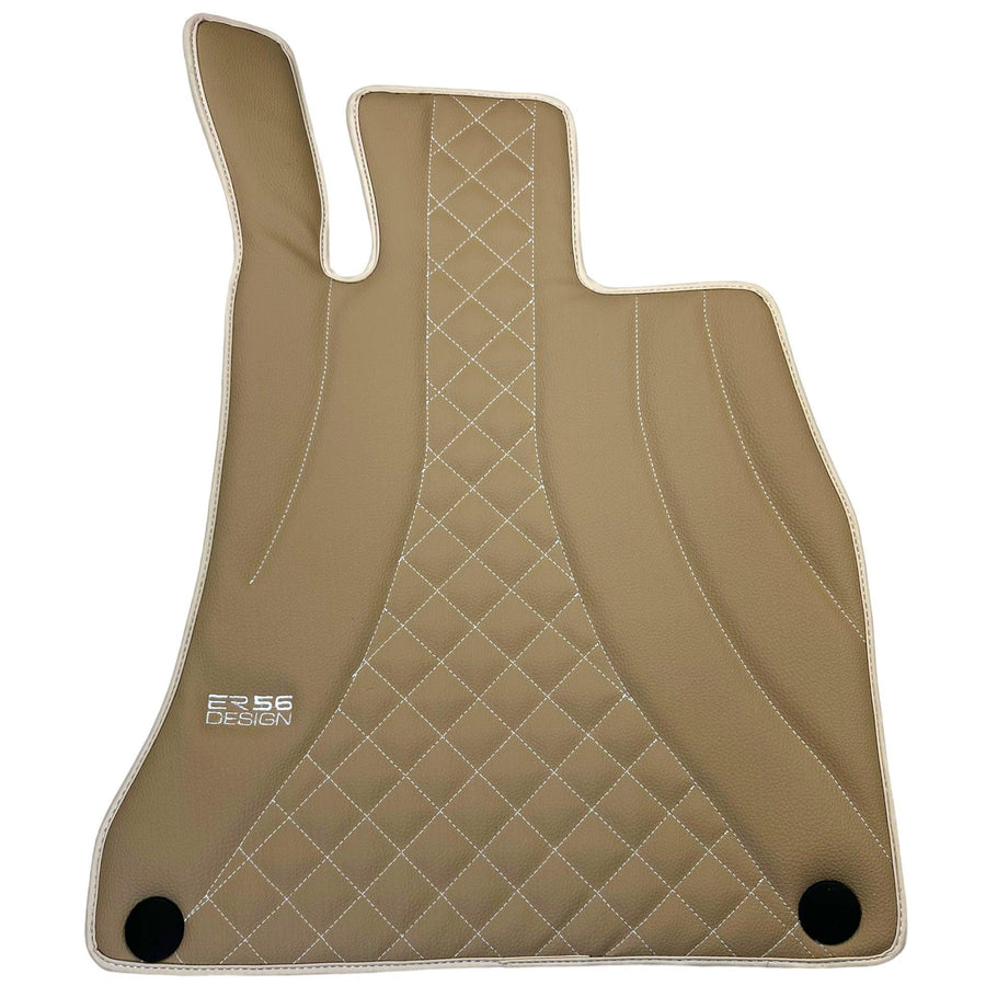 Beige Leather Floor Mats For Mercedes Benz EQE-Class V295 (2022-2023) | ER56 Design - AutoWin