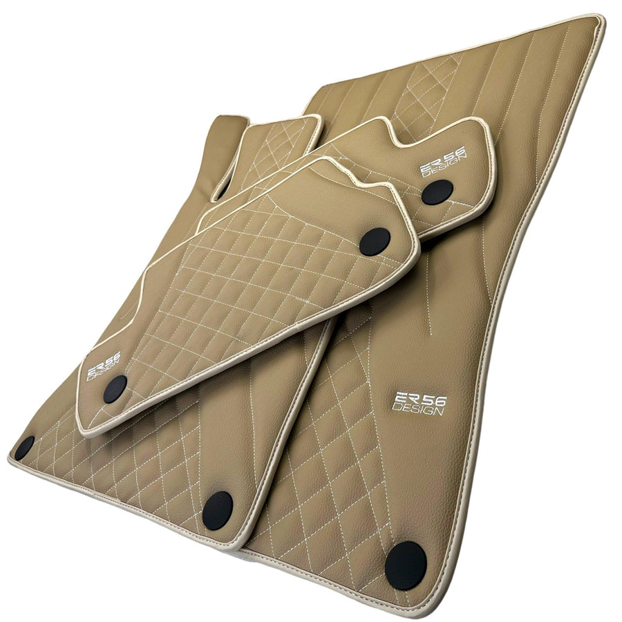 Beige Leather Floor Mats For Mercedes Benz S-Class W220 (1998-2005) Short Wheelbase | ER56 Design - AutoWin