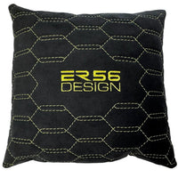 Black Alcantara Leather Pillows ER56 Design Set of 2 Yellow Sewing - AutoWin