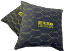 Black Alcantara Leather Pillows ER56 Design Set of 2 Yellow Sewing - AutoWin