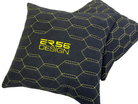Black Alcantara Leather Pillows ER56 Design Set of 2 Yellow Sewing - AutoWin