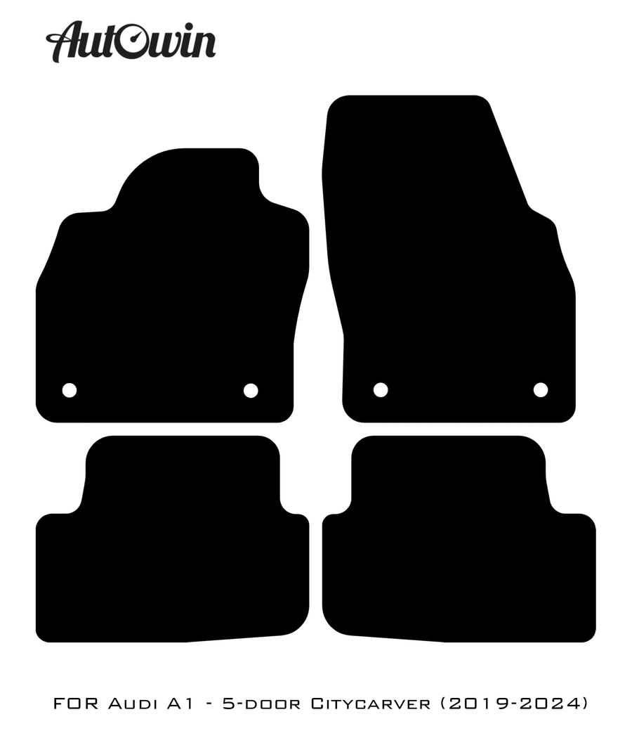 Black Floor Mats for Audi A1 - 5-door Citycarver (2019-2024) With Orange Alcantara | ER56 Design - AutoWin