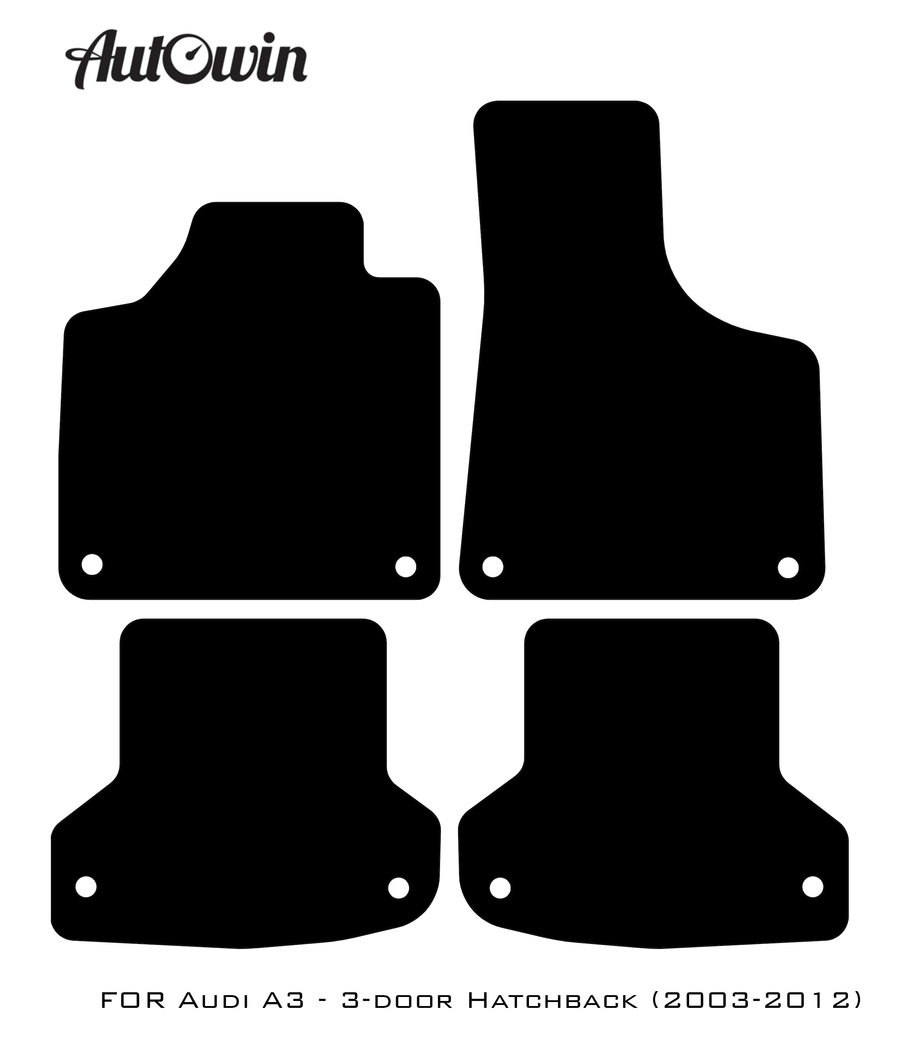 Black Floor Mats for Audi A3 - 3-door Hatchback (2003-2012) | No Steps - AutoWin