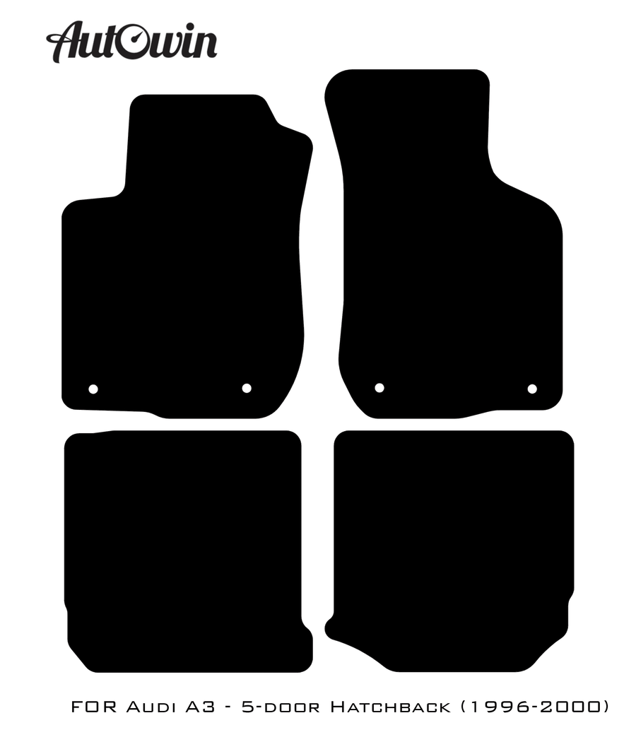 Black Floor Mats for Audi A3 - 5-door Hatchback (1996-2000) With Orange Alcantara | ER56 Design - AutoWin