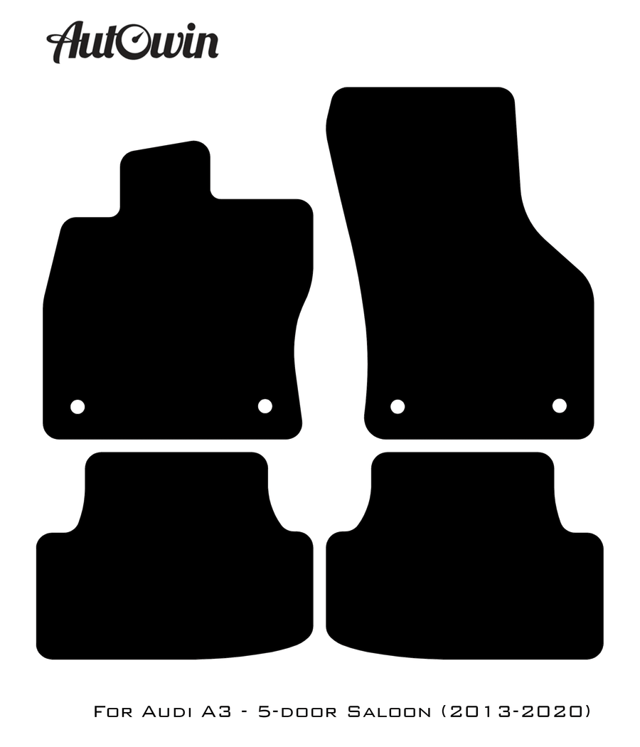 Black Floor Mats for Audi A3 - 5-door Sedan (2013-2020) With Orange Alcantara | ER56 Design - AutoWin