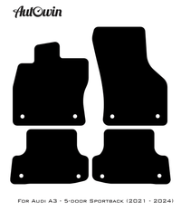 Black Floor Mats for Audi A3 - 5-door Sportback (2021 - 2024) | No Steps - AutoWin