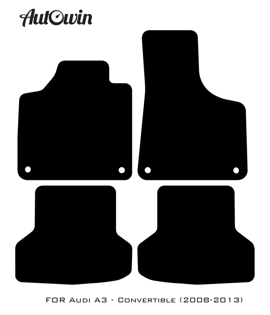 Black Floor Mats for Audi A3 - Convertible (2008-2013) | No Steps - AutoWin