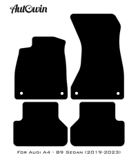 Black Floor Mats for Audi A4 - B9 Sedan (2019-2023) With Orange Alcantara | ER56 Design - AutoWin