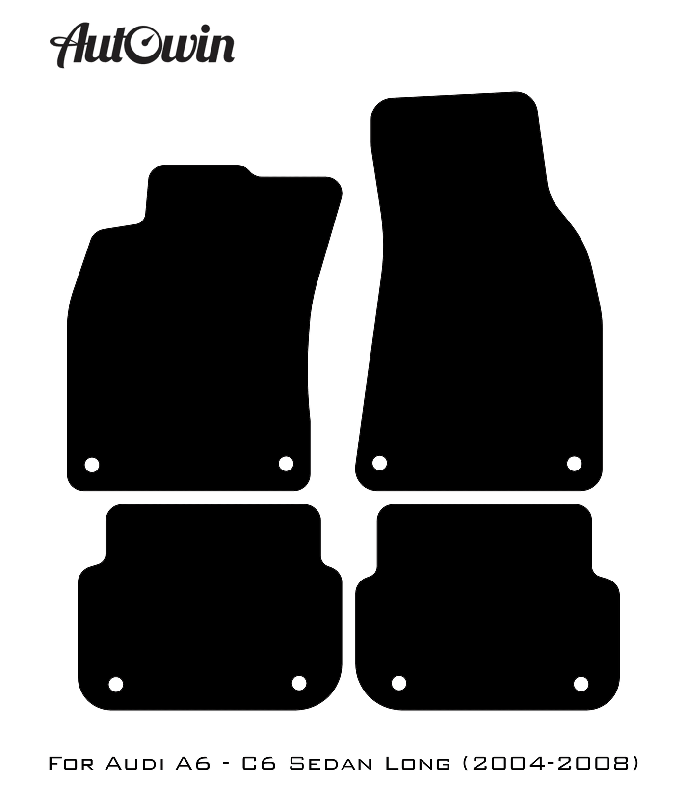 Black Floor Mats for Audi A6 - C6 Sedan Long (2004-2008) | Fighter Jet Edition - AutoWin