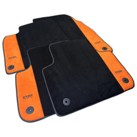 Black Floor Mats for Audi A6 - C7 Sedan (2011-2018) With Orange Alcantara | ER56 Design - AutoWin
