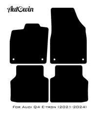 Black Floor Mats for Audi Q4 E-tron (2021-2024) With Orange Alcantara | ER56 Design - AutoWin