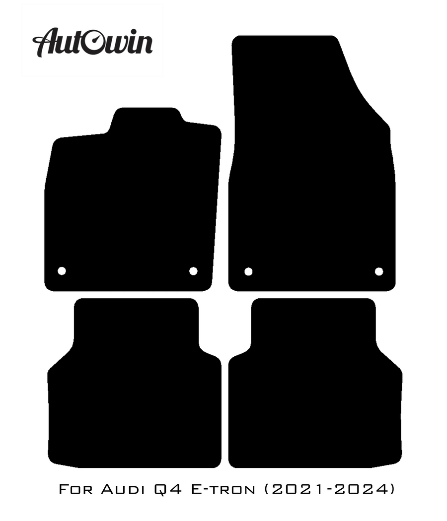 Black Floor Mats for Audi Q4 E-tron (2021-2024) With Orange Alcantara | ER56 Design - AutoWin
