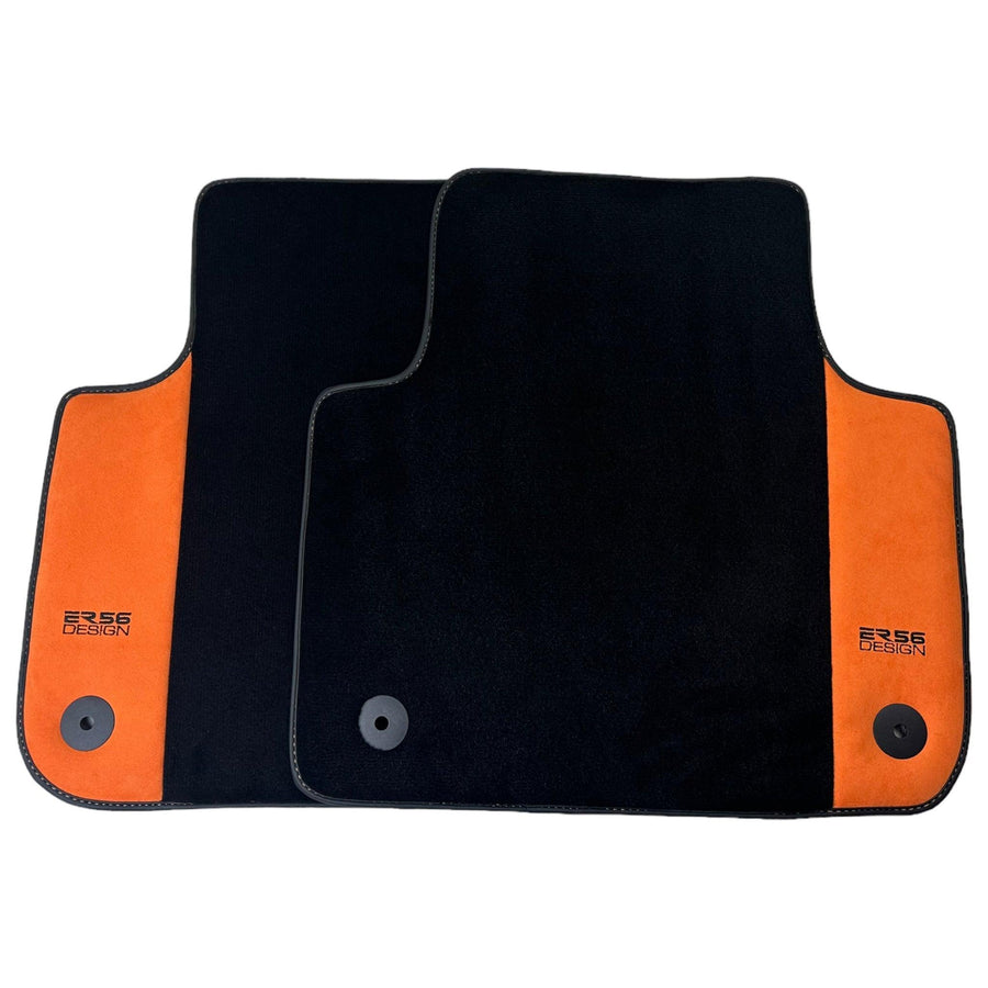 Black Floor Mats for Audi Q5 FYT Sportback (2021-2024) With Orange Alcantara | ER56 Design - AutoWin