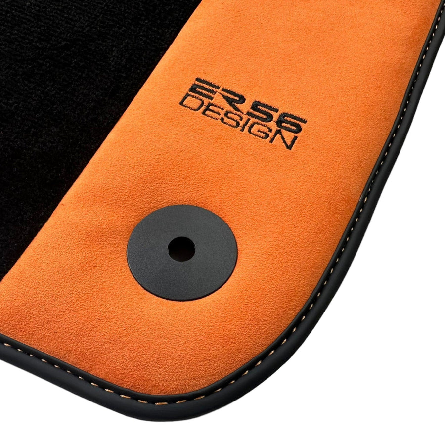 Black Floor Mats for Audi Q5 FYT Sportback (2021-2024) With Orange Alcantara | ER56 Design - AutoWin
