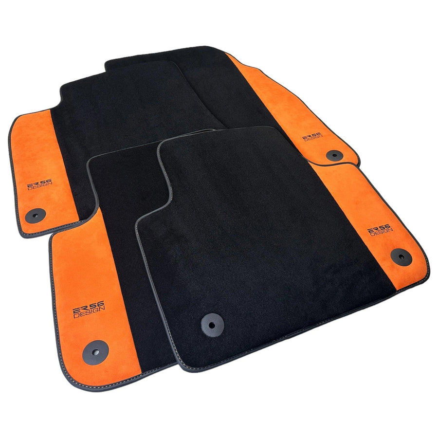 Black Floor Mats for Audi Q5 FYT Sportback (2021-2024) With Orange Alcantara | ER56 Design - AutoWin