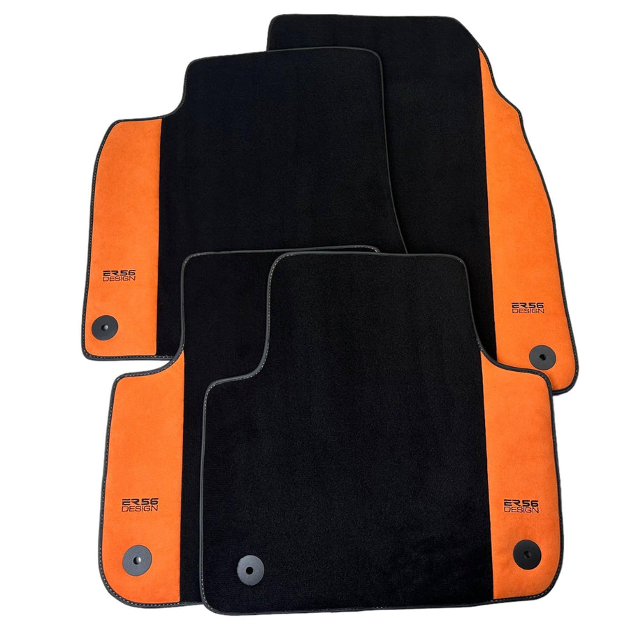 Black Floor Mats for Audi Q5 FYT Sportback (2021-2024) With Orange Alcantara | ER56 Design - AutoWin