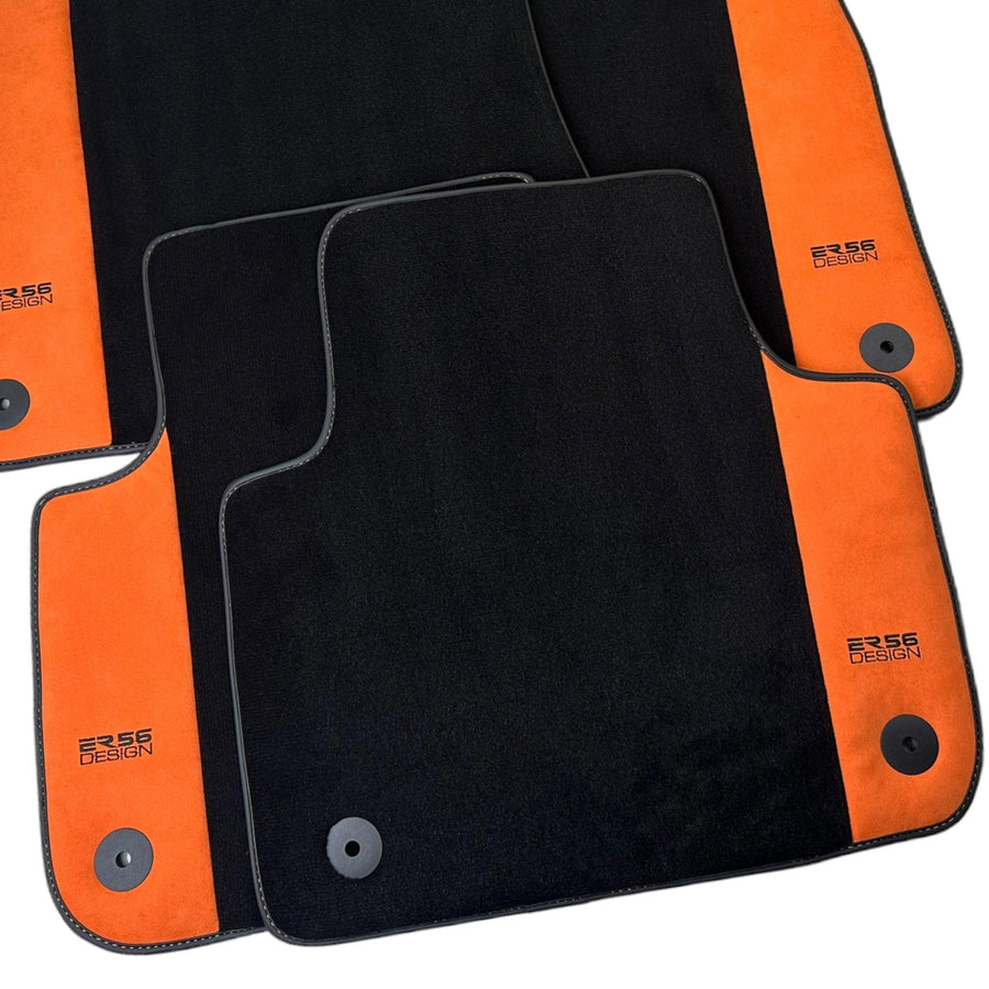 Black Floor Mats for Audi Q5 FYT Sportback (2021-2024) With Orange Alcantara | ER56 Design - AutoWin