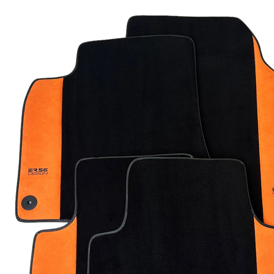 Black Floor Mats for Audi Q5 FYT Sportback (2021-2024) With Orange Alcantara | ER56 Design - AutoWin