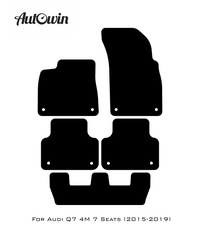 Black Floor Mats for Audi Q7 4M (2015-2019) With Orange Alcantara | ER56 Design - AutoWin