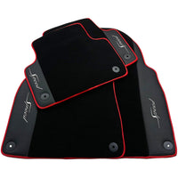 Black Floor Mats for Bentley Mulsanne (2010-2020) with Leather | Red Trim - AutoWin
