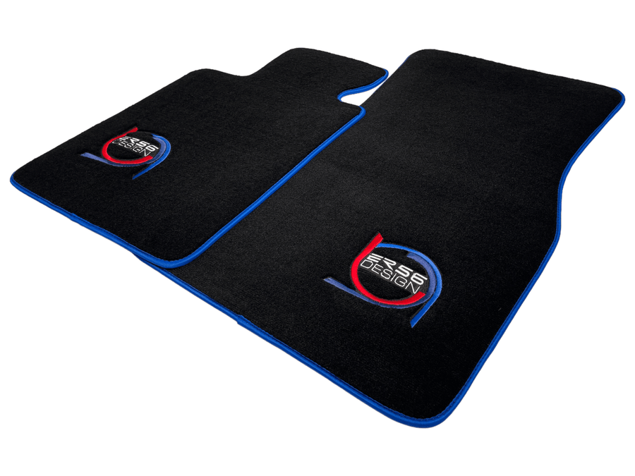 Black Floor Mats For BMW 1 Series E88 Convertible ER56 Design Limited Edition Blue Trim - AutoWin