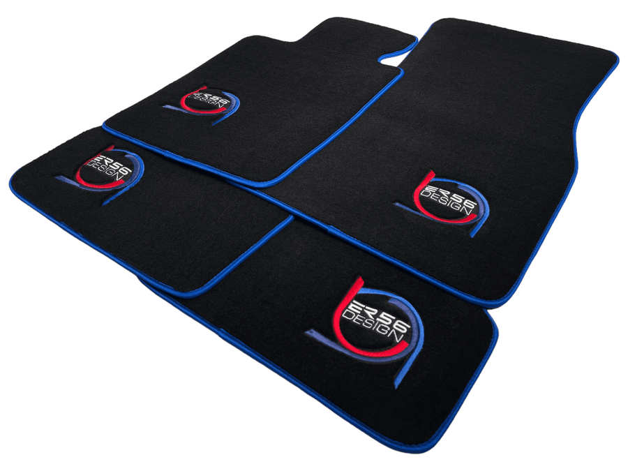Black Floor Mats For BMW 3 Series E36 Convertible ER56 Design Limited Edition Blue Trim - AutoWin