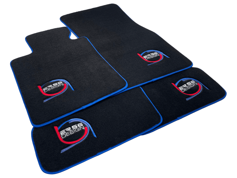 Black Floor Mats For BMW 3 Series F31 5-doors Wagon ER56 Design Limited Edition Blue Trim - AutoWin