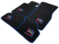 Black Floor Mats For BMW 7 Series E38 Long ER56 Design Limited Edition Blue Trim - AutoWin