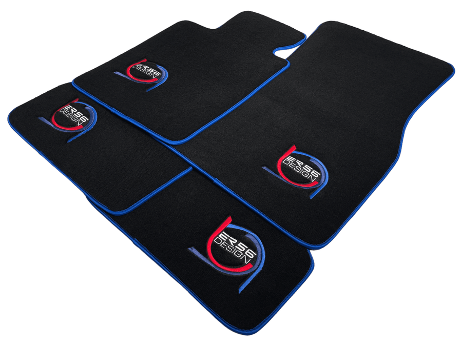 Black Floor Mats For BMW 8 Series E31 2-door Coupe ER56 Design Limited Edition Blue Trim - AutoWin