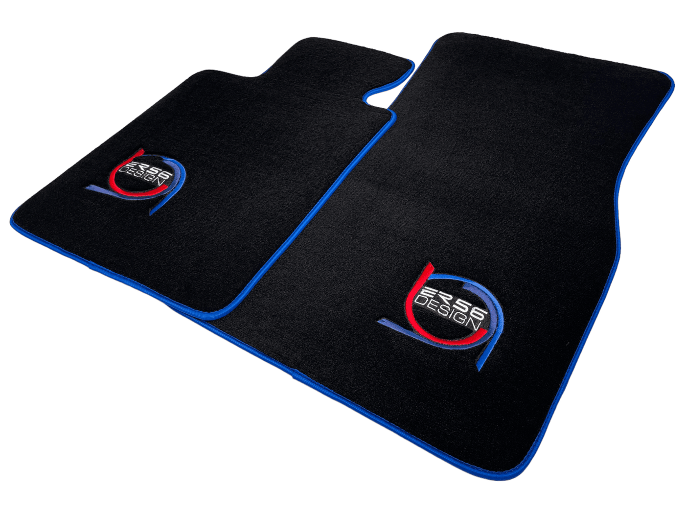 Black Floor Mats For BMW M6 E64 Convertible ER56 Design Limited Edition Blue Trim - AutoWin