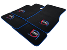 Black Floor Mats For BMW M6 F12 Convertible ER56 Design Limited Edition Blue Trim - AutoWin