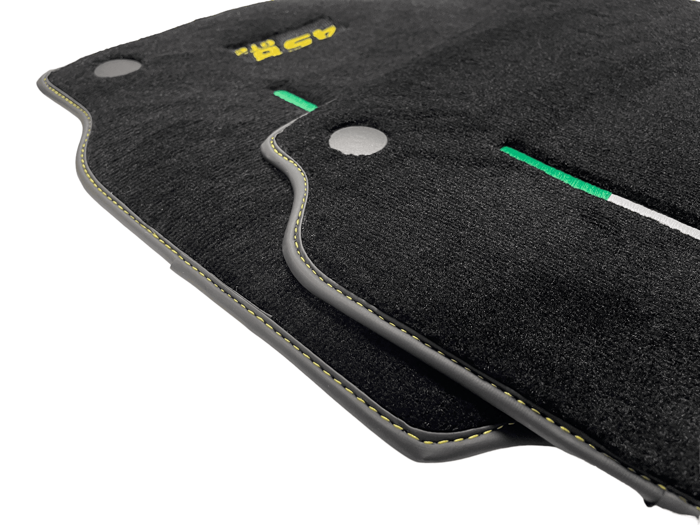 Black Floor Mats For Ferrari 458 Gt2 2012-2015 Yellow Sewing - AutoWin