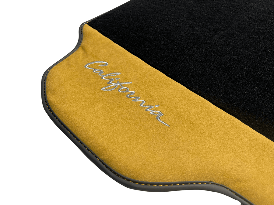 Black Floor Mats For Ferrari California 2008-2014 With Tan Alcantara - AutoWin