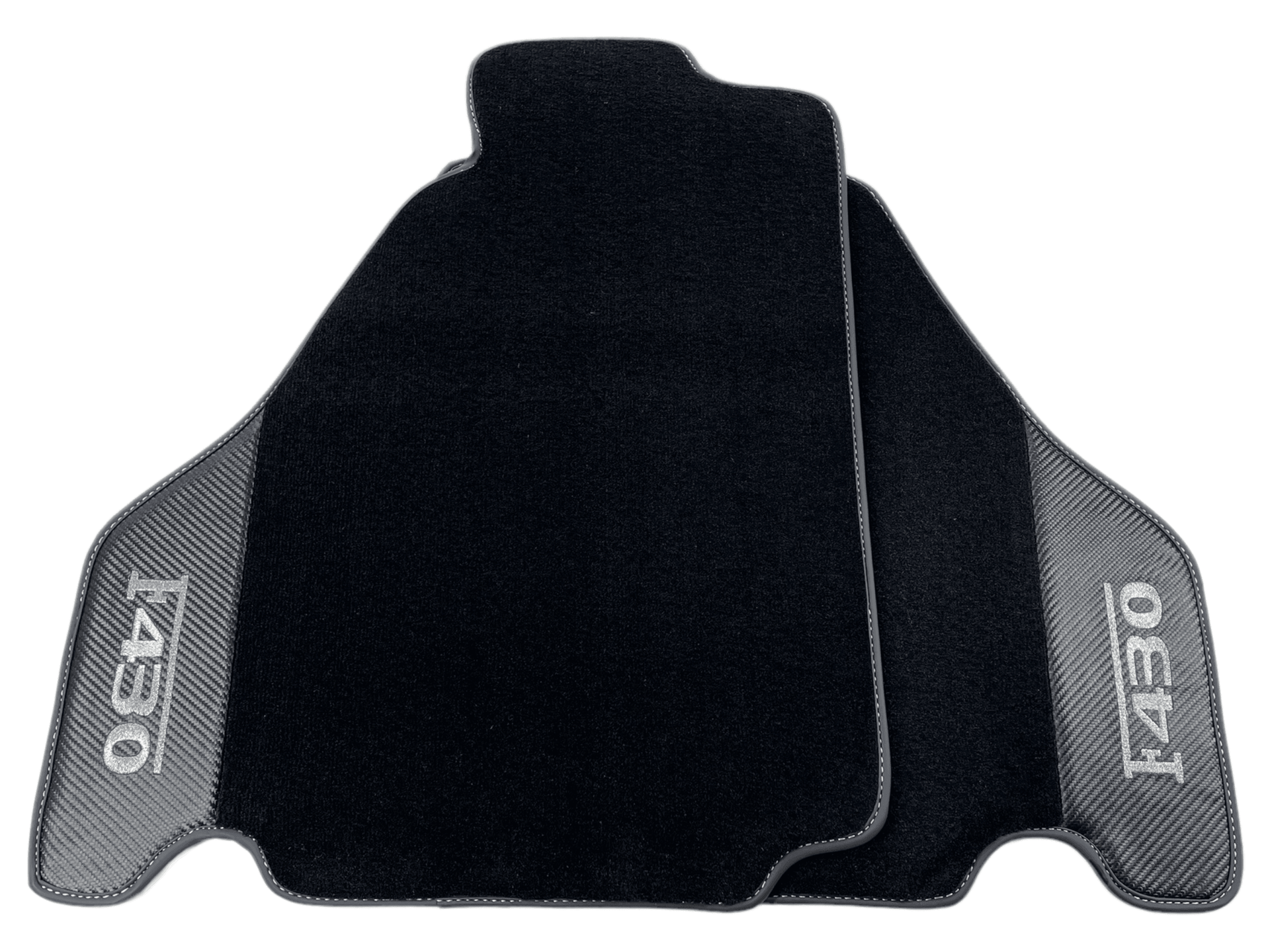 Black Floor Mats For Ferrari F430 2004-2009 With Carbon Fiber Leather - AutoWin