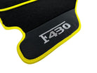 Black Floor Mats For Ferrari F430 2004-2009 With Carbon Fiber Leather Yellow Trim - AutoWin