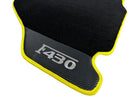 Black Floor Mats For Ferrari F430 2004-2009 With Carbon Fiber Leather Yellow Trim - AutoWin