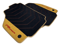 Black Floor Mats For Ferrari F8 Spider 2019-2022 With Tan Alcantara Leather - AutoWin