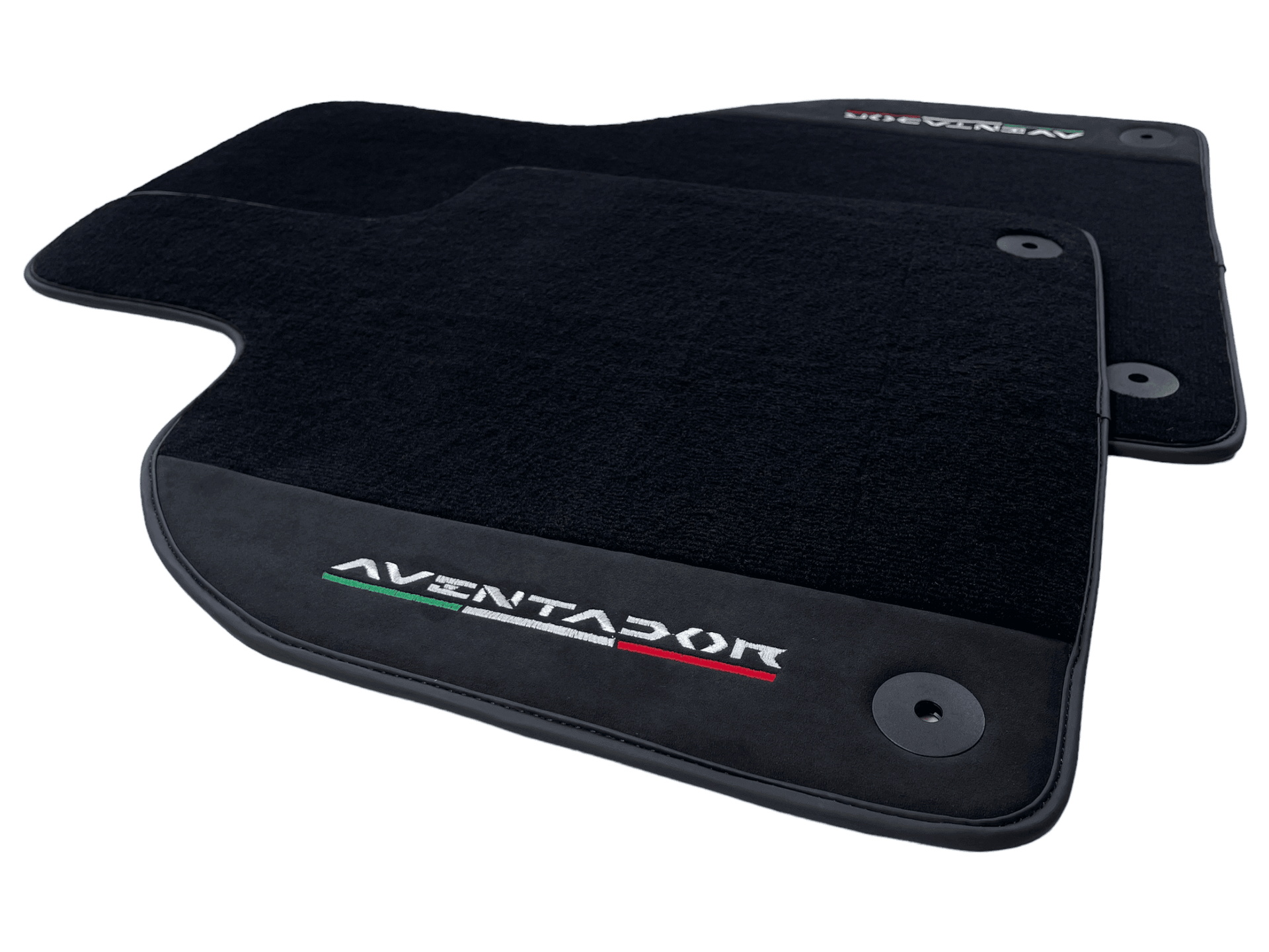 Black Floor Mats for Lamborghini Aventador With Alcantara Leather - AutoWin