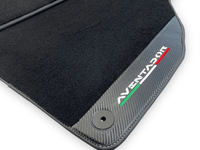 Black Floor Mats for Lamborghini Aventador With Carbon Fiber Leather - AutoWin