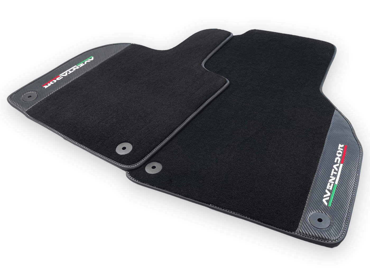 Black Floor Mats for Lamborghini Aventador With Carbon Fiber Leather - AutoWin