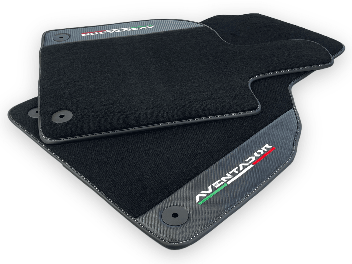 Black Floor Mats for Lamborghini Aventador With Carbon Fiber Leather - AutoWin