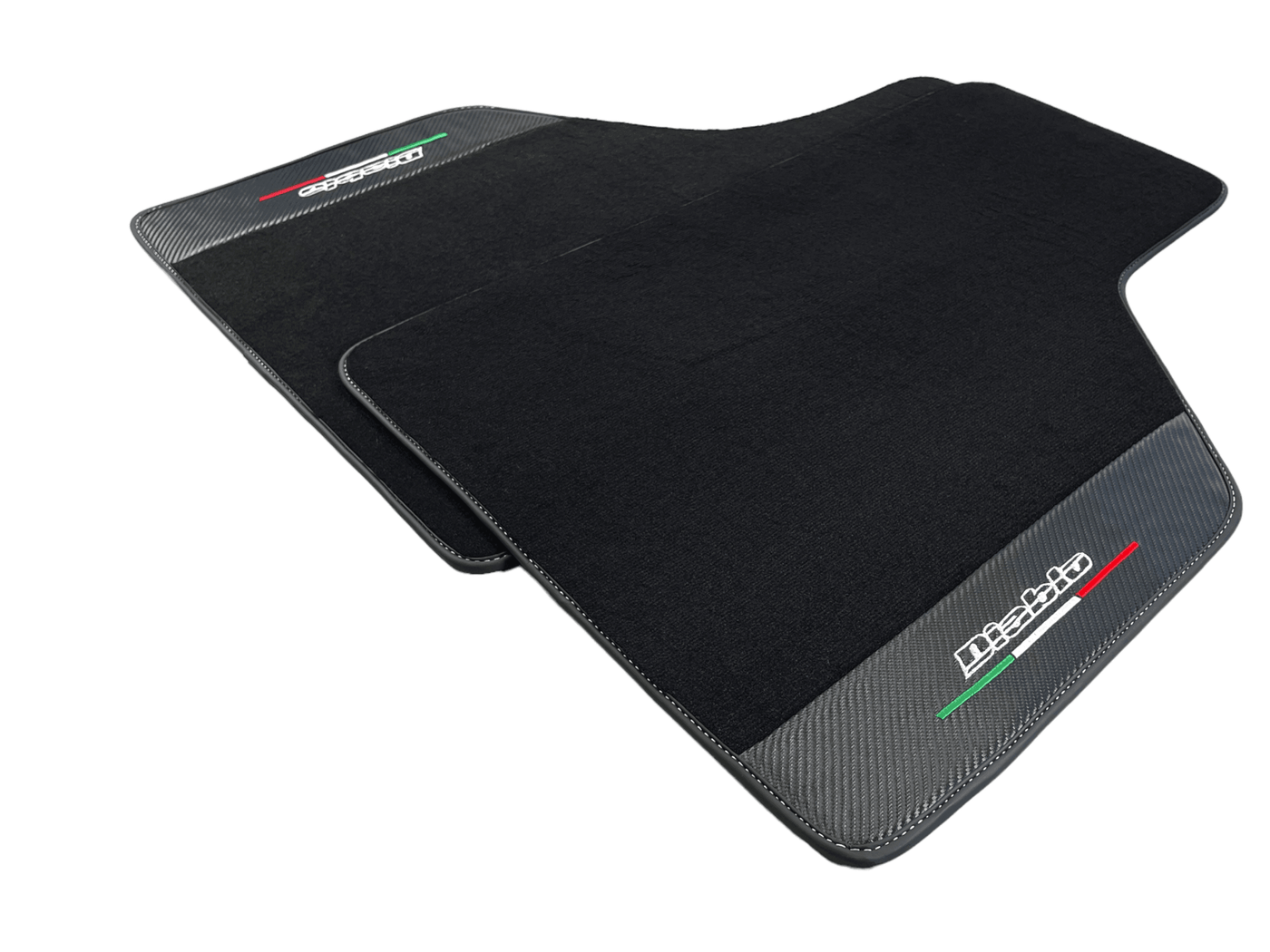 Black Floor Mats for Lamborghini Diablo 1990-2001 With Carbon Fiber Leather - AutoWin