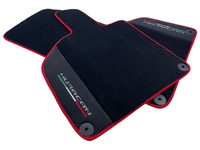 Black Floor Mats for Lamborghini Huracan with Alcantara Leather And Red Trim - AutoWin