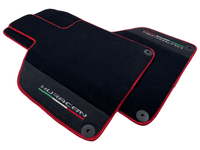 Black Floor Mats for Lamborghini Huracan with Alcantara Leather And Red Trim - AutoWin