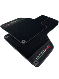 Black Carpet Floor Mats for Lamborghini Huracan with Alcantara Leather - AutoWin