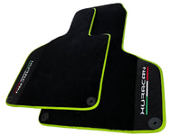 Black Floor Mats for Lamborghini Huracan With Alcantara Leather Green Trim - AutoWin